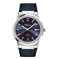 Ferragamo Men’s Swiss Made Quartz Blue Hybrid Strap Blue Dial 41mm Watch SFDT00719