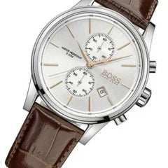 Hugo Boss Men’s Quartz Lather Strap Silver Dial 41mm Watch 1513280