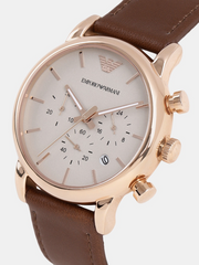 Emporio Armani Men’s Quartz Leather Strap Beige Dial 38mm Watch AR2074
