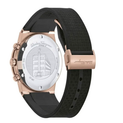 Ferragamo Men’s Swiss Made Quartz Black Silicone Strap Black Dial 41mm Watch SFME00721