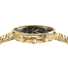 Ferragamo Men’s Swiss Made Quartz Gold Stainless Steel Black Dial 41mm Watch SFME01323