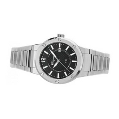 Ferragamo Men’s Swiss Made Quartz Silver Stainless Steel Black Dial 44mm Watch SFHY02925