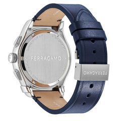 Ferragamo Men’s Swiss Made Quartz Blue Leather Strap Blue Dial 42mm Watch SFKZ00223