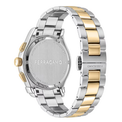 Ferragamo Men’s Swiss Made Quartz Two Tone Stainless Steel Silver Dial 42mm Watch SFKZ00523