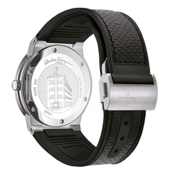 Ferragamo Men’s Swiss Made Quartz Black Hybrid Strap Black Dial 42mm Watch SFDT00619