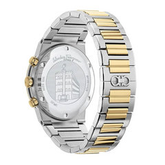 Ferragamo Men’s Swiss Made Quartz Two Tone Stainless Steel Blue Dial 41mm Watch SFME00521