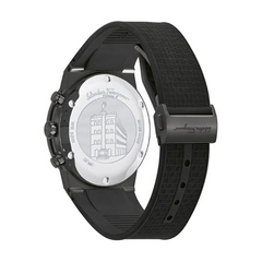 Ferragamo Men’s Swiss Made Quartz Black Silicone Strap Black Dial 41mm Watch SFME00621