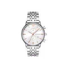 Emporio Armani Men’s Chronograph Quartz Stainless Steel Silver Dial 43mm Watch AR1933