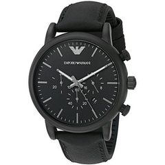 Emporio Armani Men’s Chronograph Quartz Leather Strap Black Dial 46mm Watch AR1970