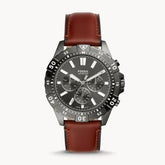 Fossil Men’s Chronograph Quartz Brown Leather Strap Grey Dial 44mm Watch FS5770