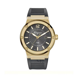 Ferragamo Men’s Swiss Made Quartz Grey Silicone Strap Grey Dial 44mm Watch SFHY01621