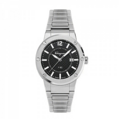 Ferragamo Men’s Swiss Made Quartz Silver Stainless Steel Black Dial 44mm Watch SFHY02925