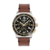 Ferragamo Men’s Swiss Made Quartz Brown Leather Strap Black Dial 42mm Watch SFKZ00323