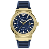 Ferragamo Men’s Swiss Made Quartz Blue Silicone Strap Blue Dial 44mm Watch SFHY02822