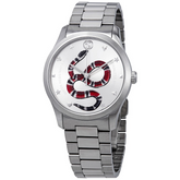 Gucci Unisex Swiss Made Quartz Stainless Steel Silver Dial 38mm Watch YA1264076