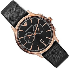 Emporio Armani Men’s Quartz Leather Strap Black Dial 43mm Watch AR1792