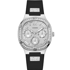 Guess Women’s Quartz Black Silicone Strap Silver Dial 40mm Watch GW0619L1