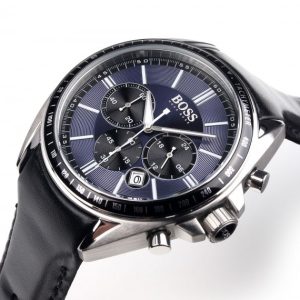 Hugo Boss Men’s Quartz Black Leather Strap Black Dial 44mm Watch 1513077