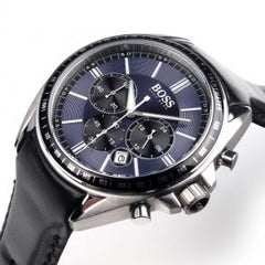 Hugo Boss Men’s Quartz Black Leather Strap Black Dial 44mm Watch 1513077
