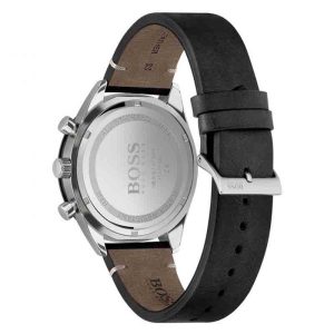 Hugo Boss Men’s Quartz Leather Strap Black Dial 44mm Watch 1513864