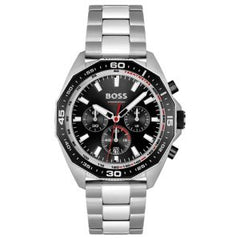 Hugo Boss Men’s Quartz Silver Stainless Steel Black Dial 44mm Watch 1513971