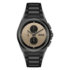 Hugo Boss Men’s Quartz Black Stainless Steel Beige Dial 44mm Watch 1514043