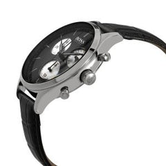 Hugo Boss Men’s Quartz Black Leather Strap Black Dial 43mm Watch 1513543