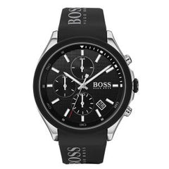 Hugo Boss Men’s Quartz Black Silicone Strap Black Dial 44mm Watch 1513716