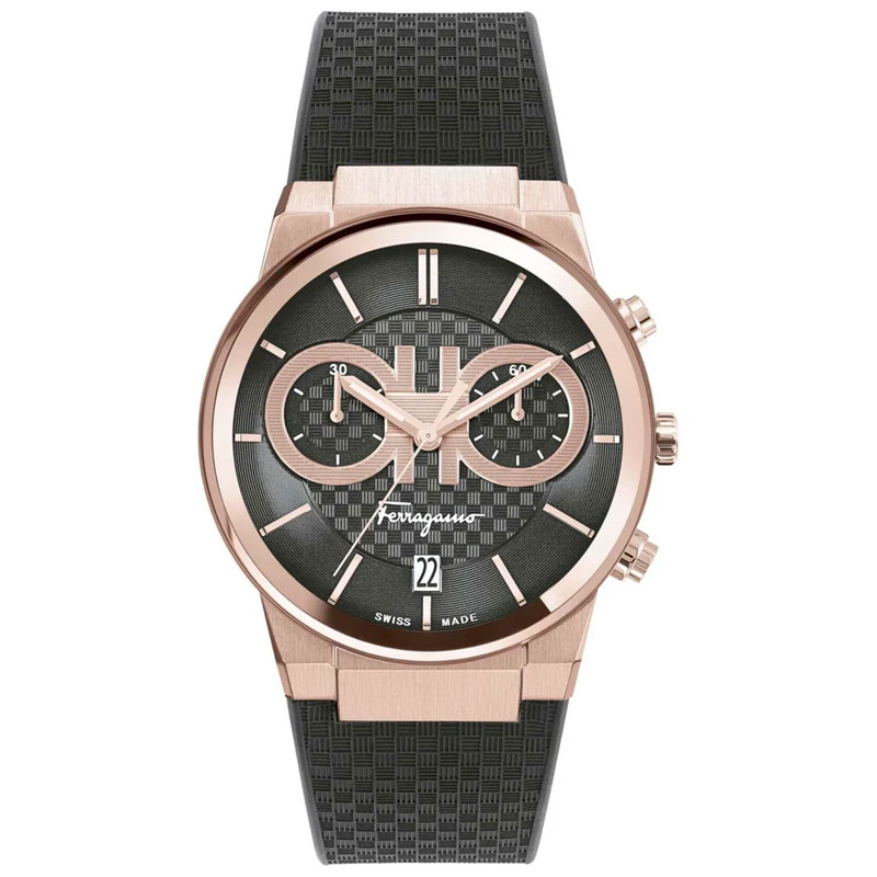 Ferragamo Men’s Swiss Made Quartz Black Silicone Strap Black Dial 41mm Watch SFME00721