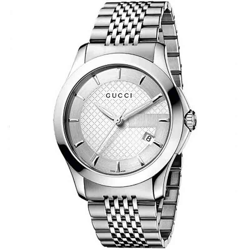 Gucci Men’s Swiss Made Quartz Stainless Steel Silver Dial 38mm Watch YA126401