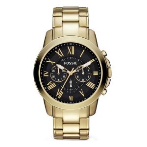 Fossil Men’s Chronograph Quartz Gold Stainless Steel Black Dial 44mm Watch FS4815