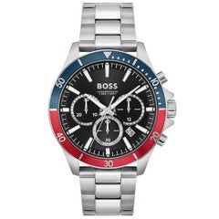 Hugo Boss Men’s Quartz Silver Stainless Steel Black Dial 45mm Watch 1514108