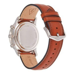 Fossil Men’s Chronograph Quartz Brown Leather Strap Blue Dial 44mm Watch FS5453