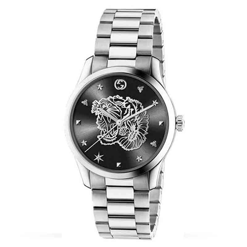 Gucci Women’s Swiss Made Quartz Stainless Steel Black Dial 38mm Watch YA1264125