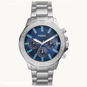Fossil Men’s Quartz Silver Stainless Steel Blue Dial 45mm Watch BQ2503