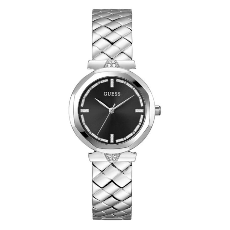 Guess Women’s Quartz Silver Stainless Steel Black Dial 34mm Watch GW0613L1