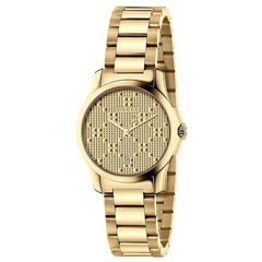 Gucci Women’s Swiss Made Quartz Stainless Steel Gold Dial 27mm Watch YA126553