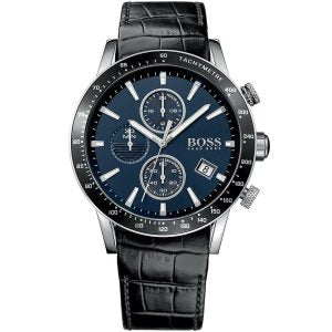 Hugo Boss Men’s Chronograph Quartz Leather Strap Blue Dial 44mm Watch 1513391