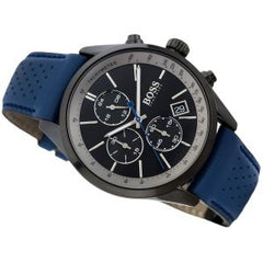 Hugo Boss Men’s Quartz Lather Strap Black Dial 44mm Watch 1513563