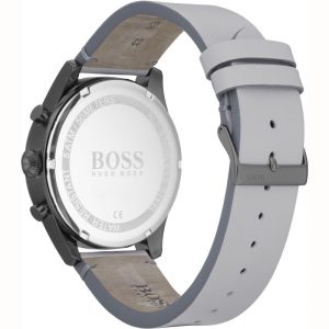 Hugo Boss Men’s Quartz Grey Leather Strap Grey Dial 44mm Watch 1513710