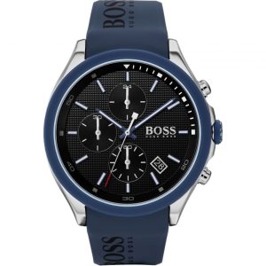 Hugo Boss Men’s Quartz Blue Silicone Strap Black Dial 44mm Watch 1513717