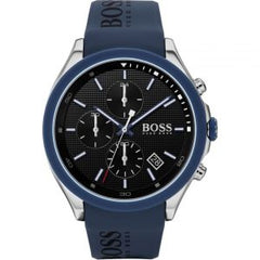Hugo Boss Men’s Quartz Blue Silicone Strap Black Dial 44mm Watch 1513717