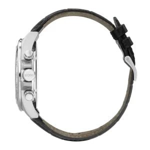 Hugo Boss Men’s Chronograph Leather Strap Black Dial 45mm Watch 1513752