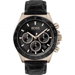 Hugo Boss Men’s Quartz Leather Strap Black Dial 45mm Watch 1513753