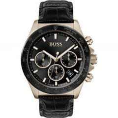 Hugo Boss Men’s Quartz Leather Strap Black Dial 45mm Watch 1513753