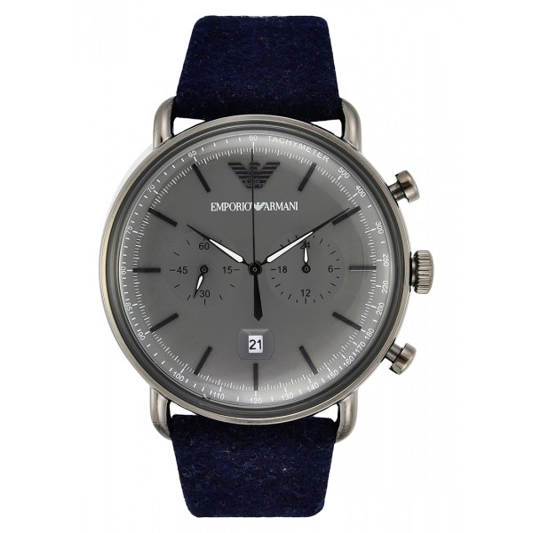 Emporio Armani Men’s Quartz Fabric Strap Grey Dial 42mm Watch AR11144