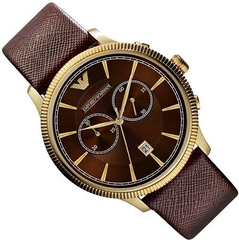 Emporio Armani Men’s Quartz Leather Strap Brown Dial 43mm Watch AR1793
