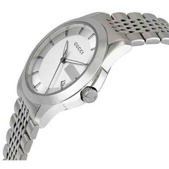 Gucci Men’s Swiss Made Quartz Stainless Steel Silver Dial 38mm Watch YA126401