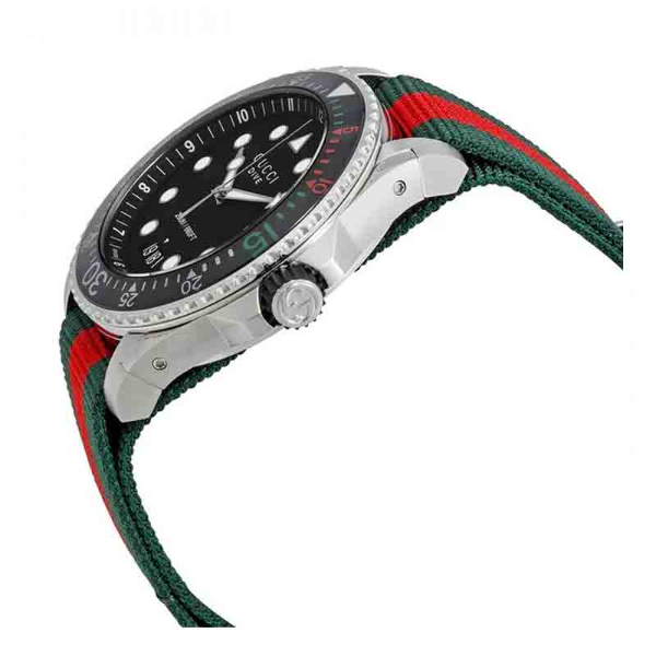 Gucci Men’s Swiss Made Quartz Nylon Strap Black Dial 45mm Watch YA136209