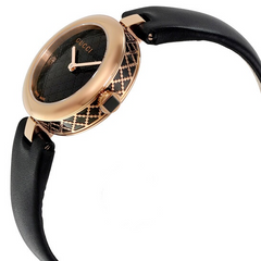 Gucci Women’s Swiss Made Quartz Black Leather Strap Black Dial 27mm Watch YA141501